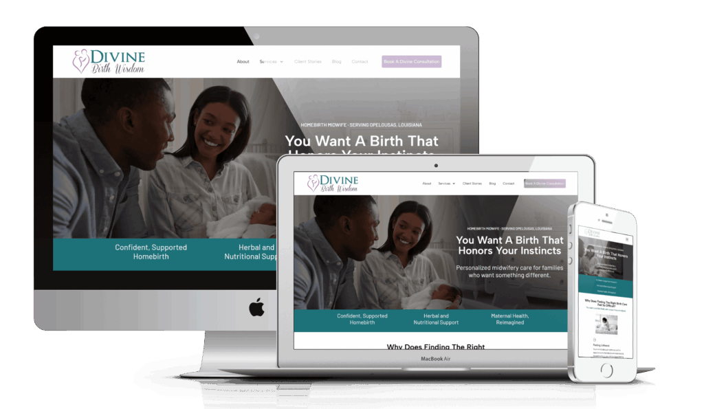 Client wellness website built by TrueSpark Sites, shown on desktop laptop and phone